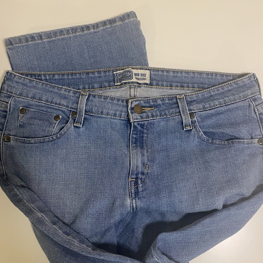 Women's Levi's Signature by Levi Strauss Mid Rise Bootcut Blue Jeans 12 S - Picture 5 of 9
